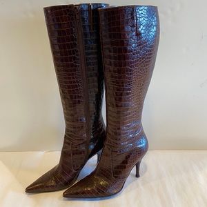 Via Spiga Crocodile embossed Leather boots-sz 7.5M